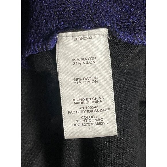 Elie Tahari Design by Nation Sweater Dress Chenille Mix Knit Black Blue Combo - Picture 11 of 12